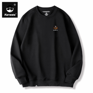 KERWATS品牌大码男女情侣墨镜帽子狗头胸花简约纯棉秋季圆领卫衣