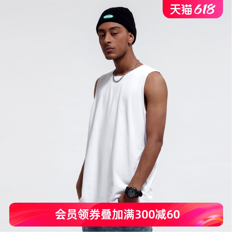 kerwats可维斯品牌大码无袖t恤男士马甲白色背心打底衫跑步健身