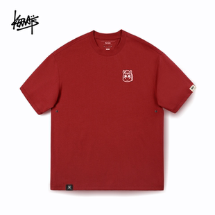 KERWATS品牌重磅t恤美式短袖男女红色圆领本命年衣服加大码打底衫