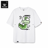 KERWATS可维斯品牌大码 t恤 男女情侣无性别卡通小青蛇印花落肩短袖