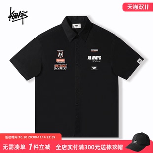 衬衫 KERWATS可维斯品牌大码 男女无性别图标字母印花机车宽松短袖