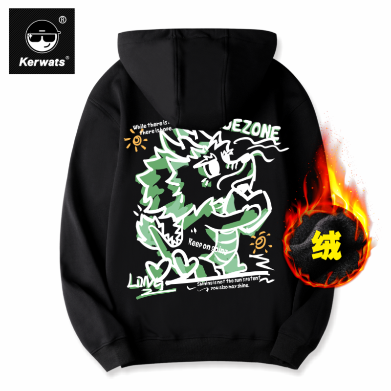 无性别加绒大码印花情侣外套