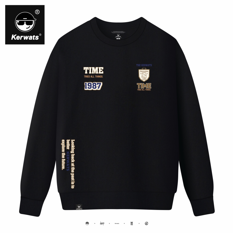 kerwats可维斯品牌大码男女情侣无性别图标字母印花美式落肩卫衣