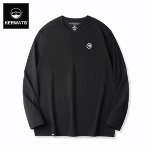 打底衫 KERWATS t恤春季 长袖 可维斯品牌95棉男女T恤衫 字母胸花大码