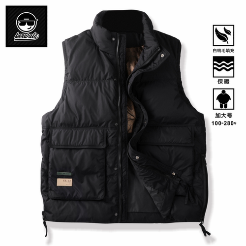 男装冬季白鸭绒羽绒服背心马甲