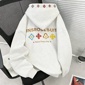 国潮牌民族风字母刺绣连帽卫衣男秋冬高级设计感oversize情侣帽衫