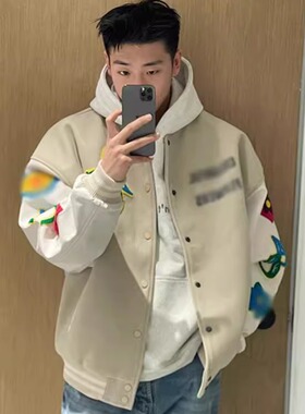 美式高街oversize外套男春秋小众设计感潮牌设计感高级飞行服夹克