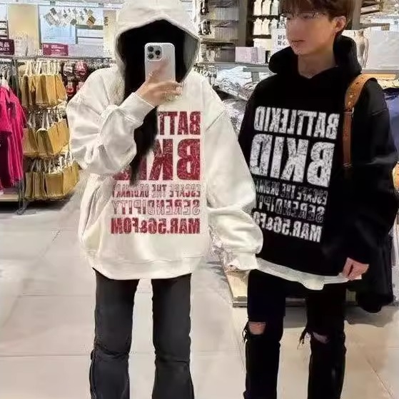 欧美痞帅重磅hiphop斑驳连帽卫衣