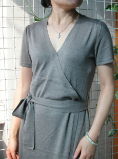 欧洲站女士簿型 女装针织衫斜襟边 短袖 连衣裙实拍大促包邮