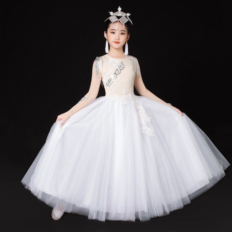 儿童古典民间民族舞蹈荷花奖蒙古族额尔古纳河同款表演服飘逸舞裙,童装/婴儿装/亲子装,儿童演出服,淘宝优惠券,粉丝福利购,淘宝优惠卷