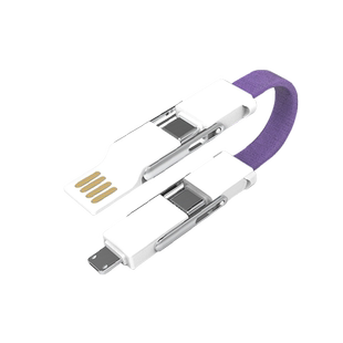 蓝波布艺快充数据线磁吸六合一多功能便携超短款随身安卓Type-C充电宝专用适用苹果华为OPPO挂绳三合一充电线