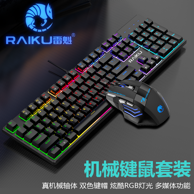 雷魁青轴机械键盘有线键盘鼠标