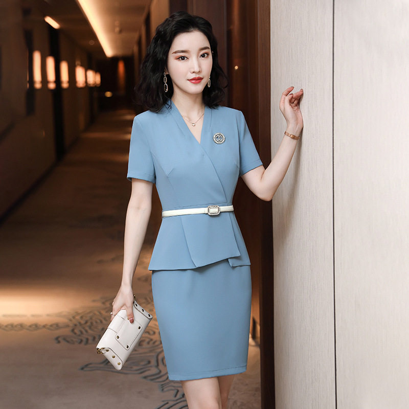 职业装连衣裙假两件裙子行政工作服经理工装气质女通勤制服