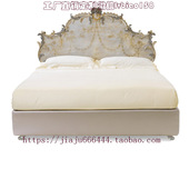 法式 双人床实木白灰色手绘床米兰进口结婚床 床宫廷轻奢意大利欧式