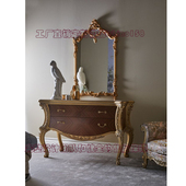 饰柜意大利进口木皮拼花玄关边斗柜 实木雕花装 法式 玄关柜金箔欧式
