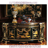 法式 实木进口门厅桌意大利黑色雕花墙边玄关台 玄关柜手绘客厅欧式