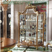 法式 玻璃酒柜实木轻奢意大利圆弧墙边展饰柜酒柜 酒柜奢华双门欧式
