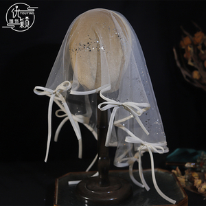 喜优原创手作滴胶蝴蝶结头纱新娘结婚婚纱礼服旅拍样片造型配饰品