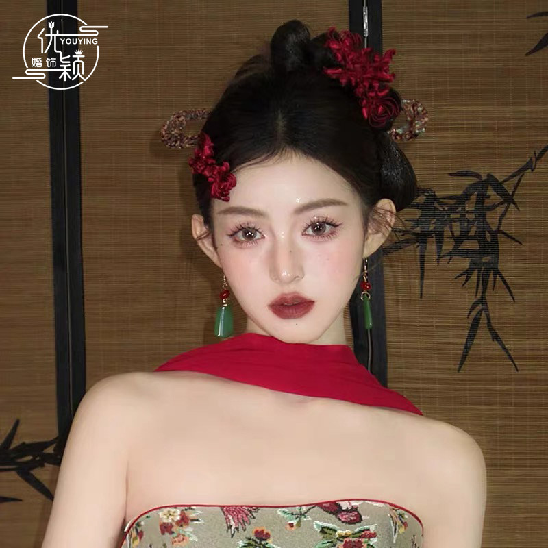 个性小众新娘中式头饰古典盘扣复古发簪发饰晨袍旗袍敬酒服配饰品