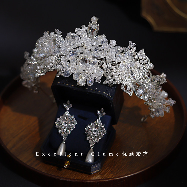 手工透明水晶串珠超闪发箍皇冠