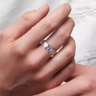 Pt950铂金男戒钻经典 男戒天然钻石轻奢高定订婚结婚情人节送男友