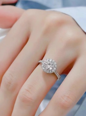 PT950铂金戒指1克拉钻戒女圆包天然真钻GIA婚戒求婚结婚送老婆