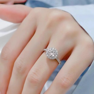 PT950铂金戒指1克拉钻戒女圆包天然真钻GIA婚戒求婚结婚送老婆