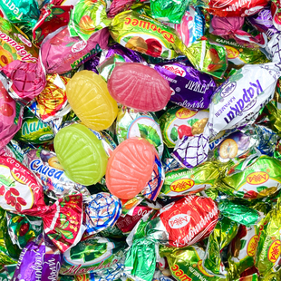 哈萨克斯坦进口拉哈特水果硬糖夹心糖草莓柠檬薄荷梨杏子混装糖