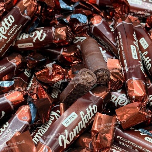 新品乌克兰Roshen进口脆脆卷黑白巧克力夹心巧克力蛋卷棒网红零食