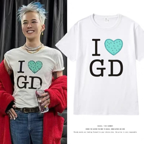 权志龙GD首尔世巡演唱会同款短袖追星I LOVE GD痛衣定制T恤纯棉