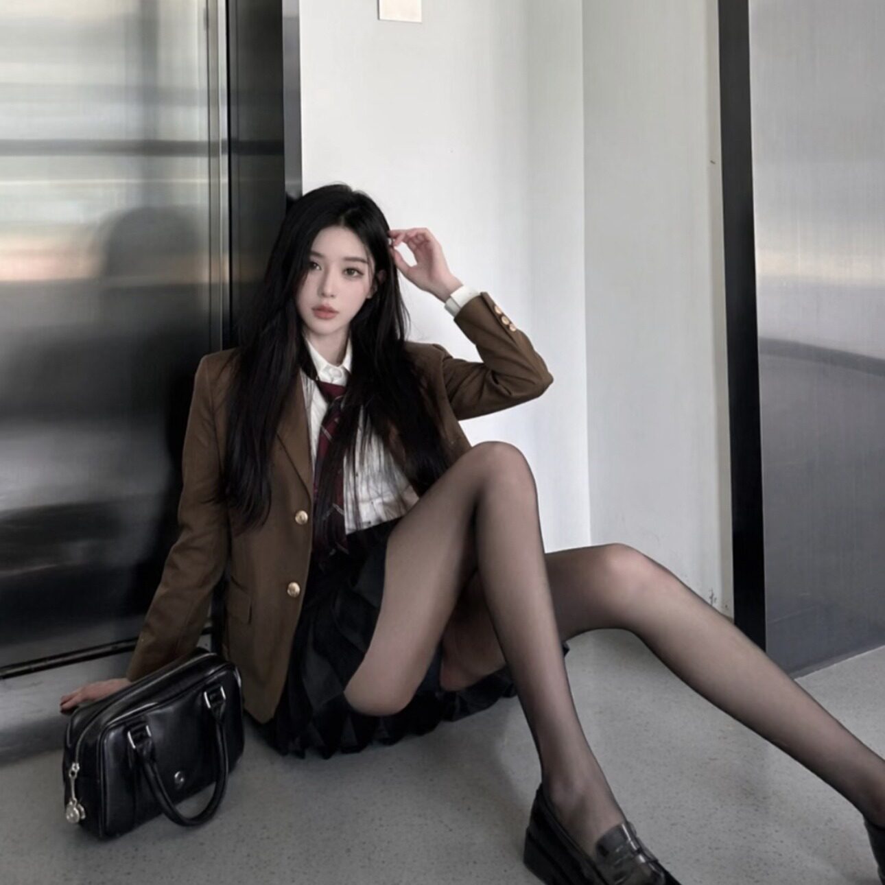 韩系学院风西装外套女春秋新款时尚潮流百搭日系制服洋气西服套装