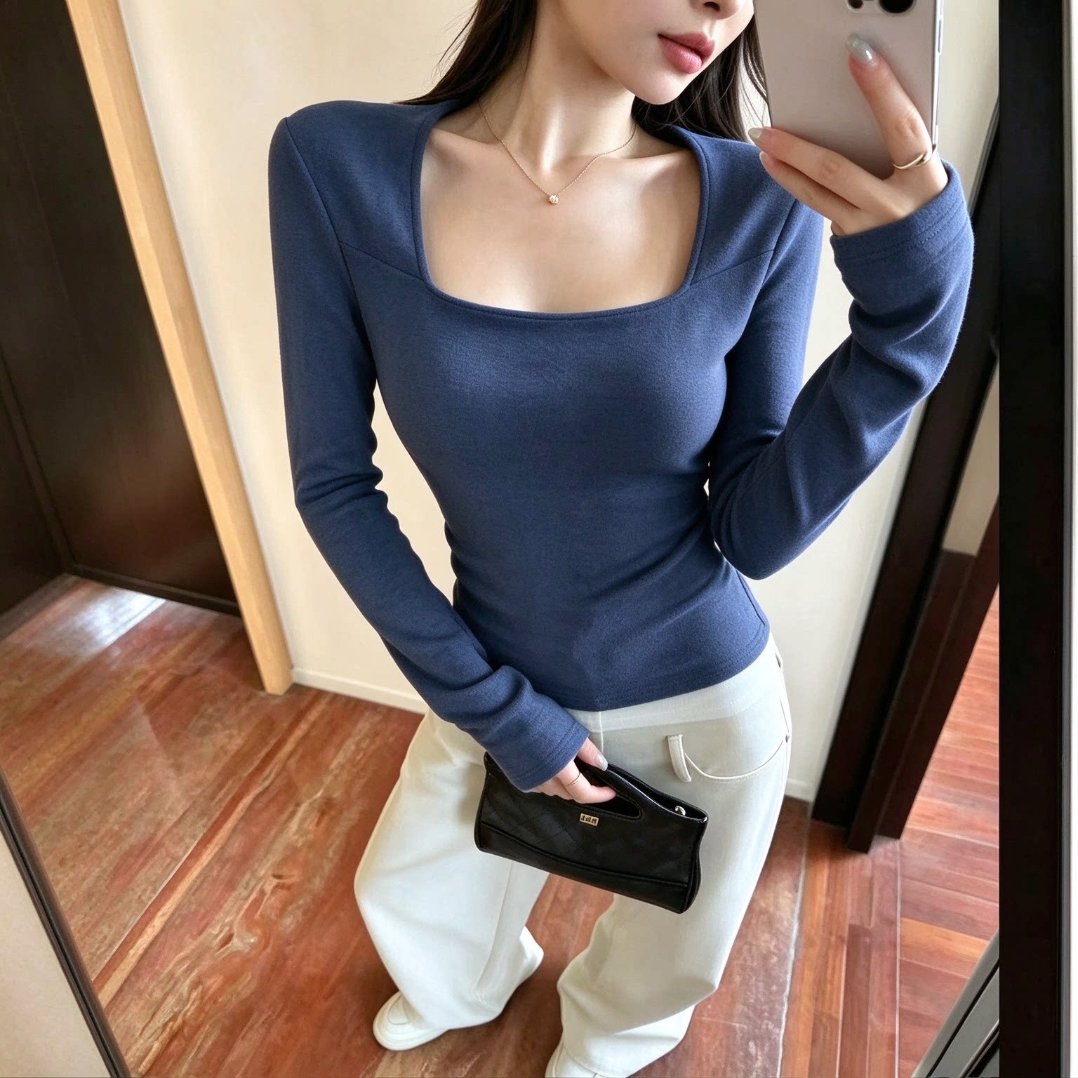 加绒 长袖打底衫女秋季新款内搭修身纯欲chic绝美巨好看的小上衣