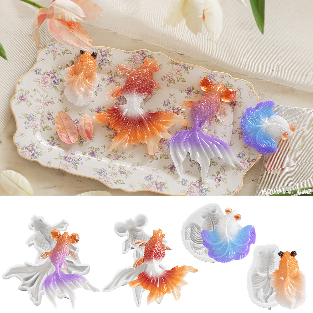 水晶滴胶diy金鱼锦鲤耳饰吊坠钥