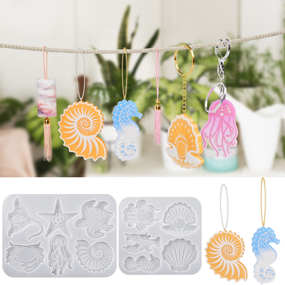 diy滴胶海洋系列钥匙扣硅胶模具