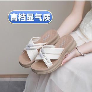 宝萨迪厚底凉拖鞋女夏季外穿2026新款时尚百搭不累脚凉鞋坡跟一字