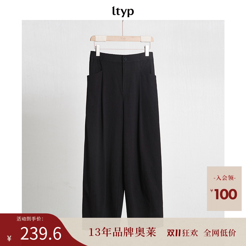 ltyp旅途原品 新店专享福利NO.168 莱赛尔简约休闲黑色直筒九分裤