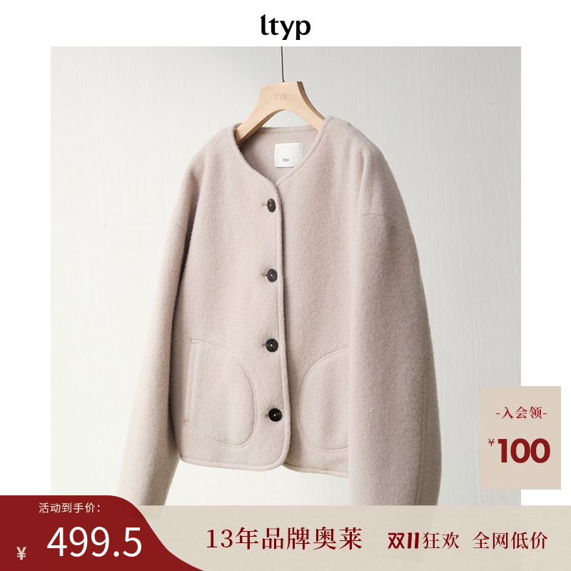 ltyp羊毛混纺圆领厚实秋冬短外套