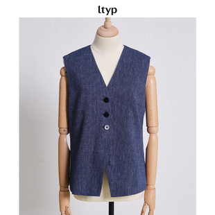 ltyp旅途原品 亚麻棉叠穿V领收腰休闲马甲女 新店专享福利NO.196
