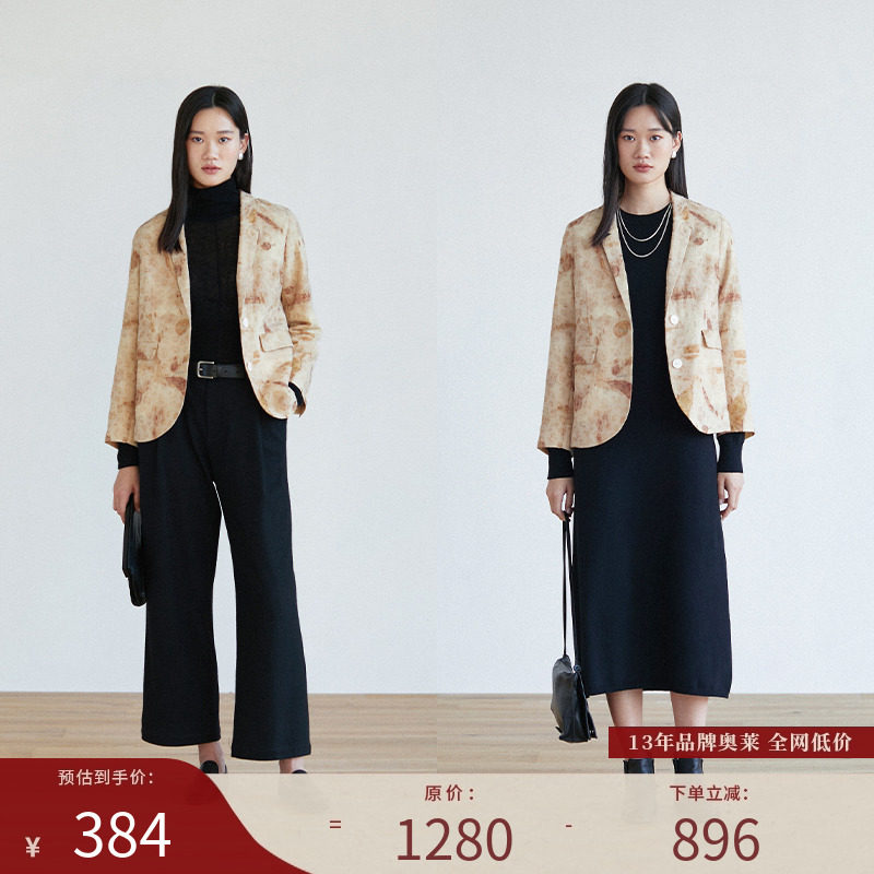 羊毛提花复古小西装女短外套