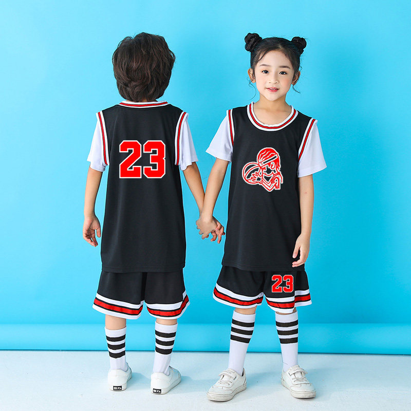 套装男童中小学生有袖黑色篮球服图片