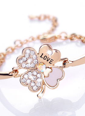 18k姐妹日韩风学生四叶草手链