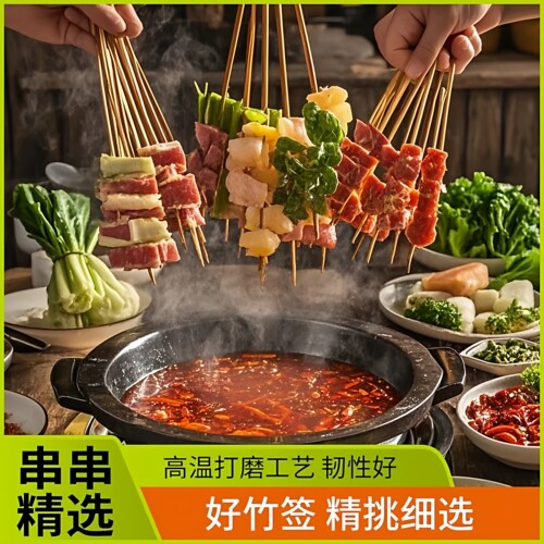 一次性白签碳化竹签烤肠关东煮羊肉串冰糖葫芦玉米羊肉串签子批发