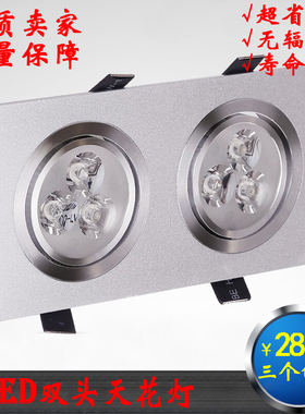 LED天花灯格栅灯双头射灯斗胆灯天花灯 12V24V48V 3W5W7W6W10W12W
