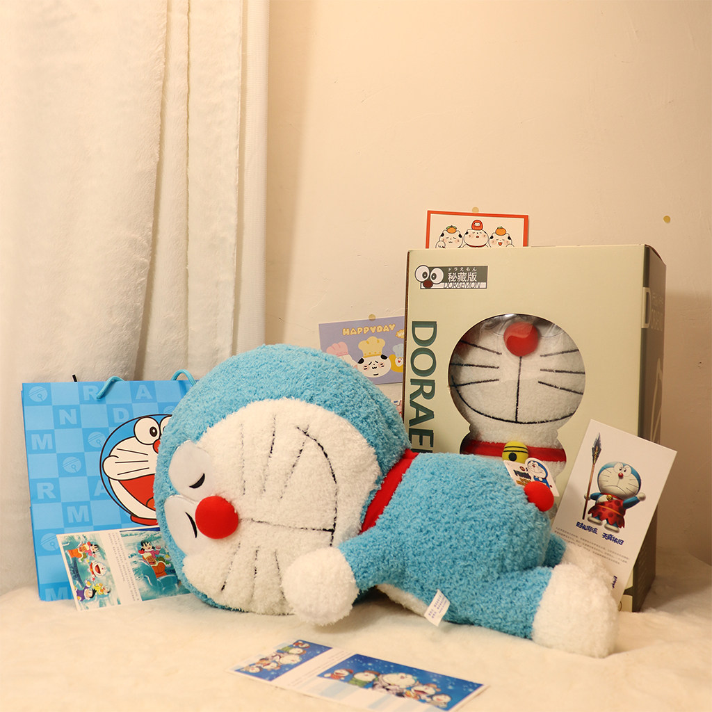 日版睡姿睡觉哆啦a梦趴趴公仔 伴睡陪谁入眠暖心机器猫娃娃礼物