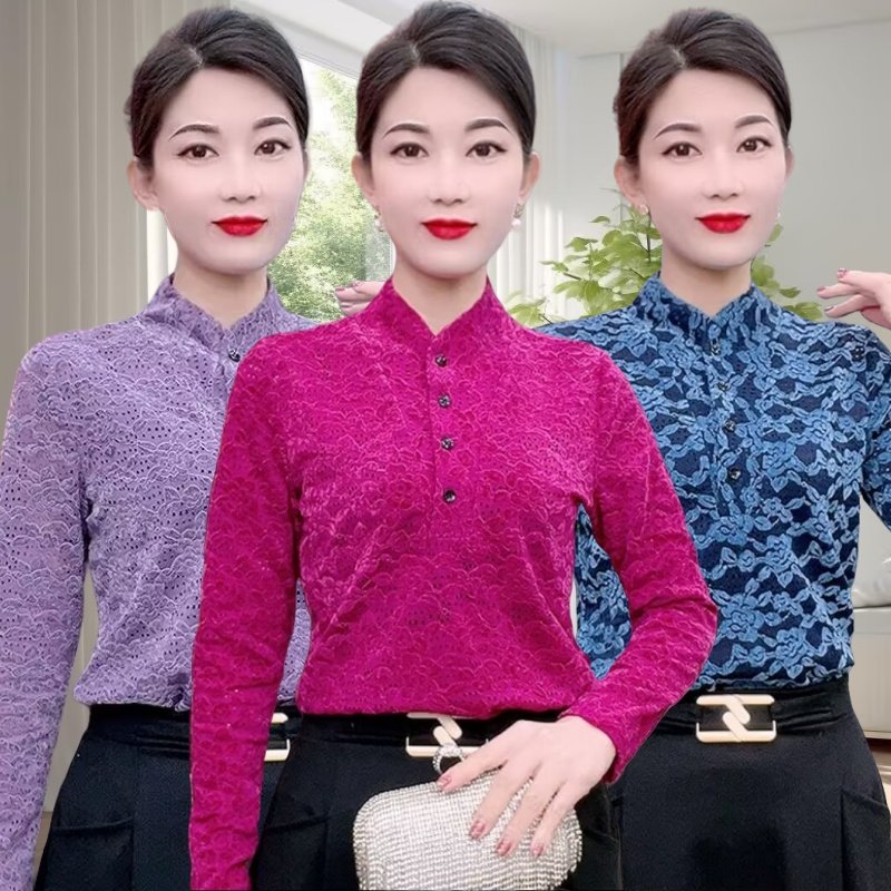 半高领磨毛蕾丝打底衫女2024秋冬新款洋气加绒内搭长袖小衫上衣女,女装/女士精品,T恤,淘宝优惠券,粉丝福利购,淘宝优惠卷