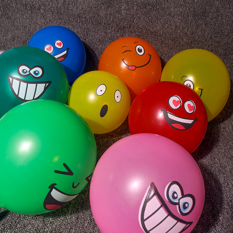 大号加厚12寸笑脸喜庆圆形气球表情道具摄影装饰户外印花乳胶亚光