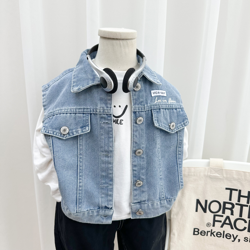 男童春秋春秋韩版牛仔马甲