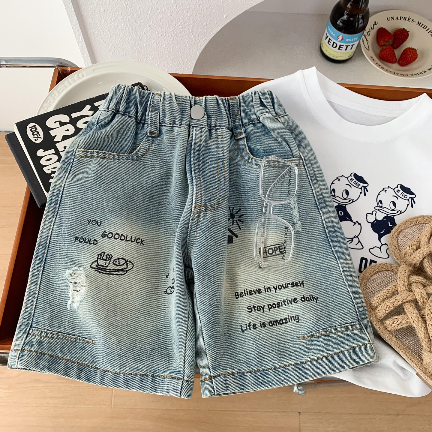 男童夏季牛仔短裤2026新款儿童薄款破洞透气裤子中小童百搭中裤潮