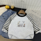 圆领卡通打底衫 儿童休闲条纹袖 男孩春秋上衣 卫衣2025新款 男童春装