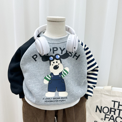 小男童冬装卡通一体绒卫衣